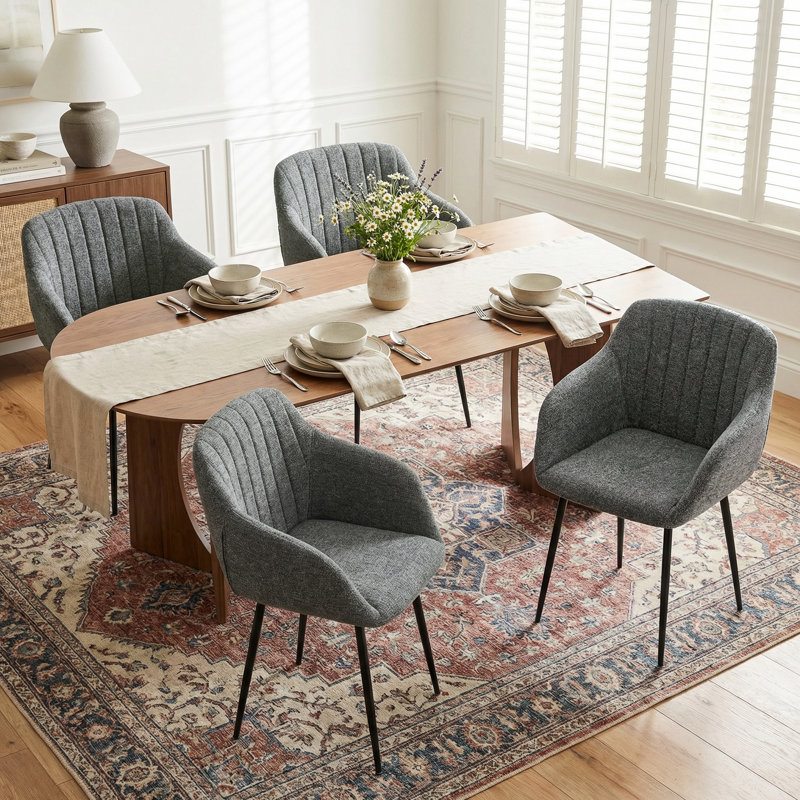 Ohio Upholstered Dining Chair, 4, Grey Chenille
