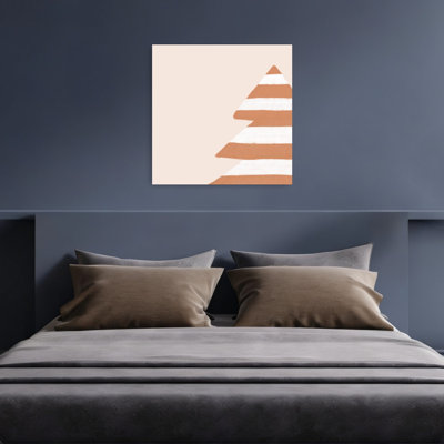 Arbre de vacances rayé abstrait géométrique contemporain paysage zébré d'hiver, reproduction d'art mural