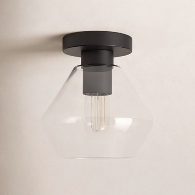 Rooks Single Light Glass Semi Flush Mount