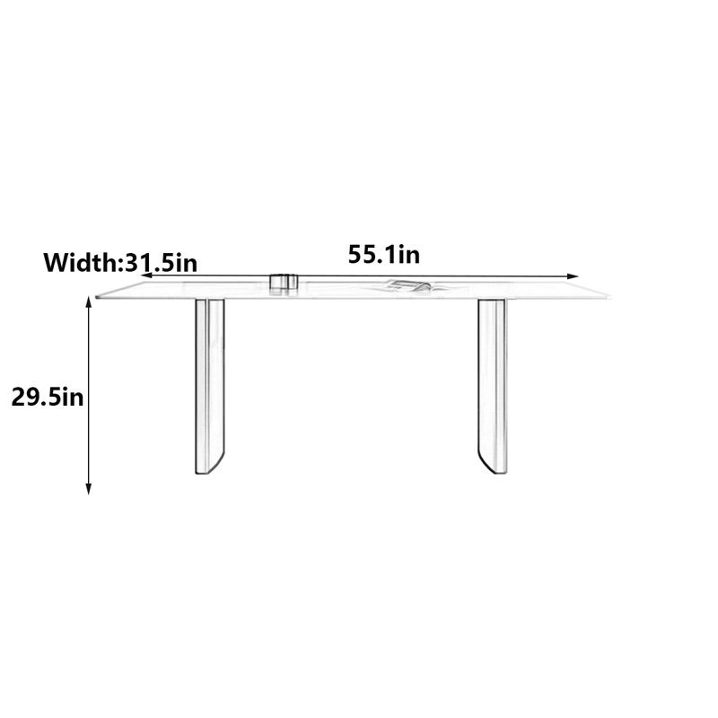Table de salle à manger Italian, H 29,5 po x L 55,1 po x l 31,5 po