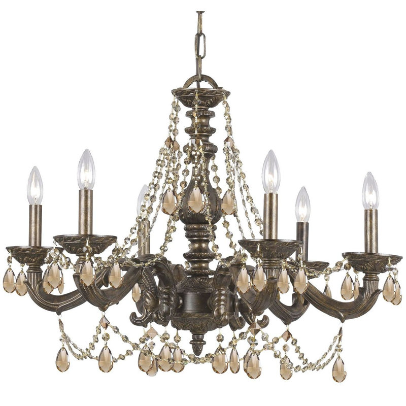 Abagail 6 - Light Classic / Traditional Chandelier, Venetian Bronze, Majestic Wood Polish