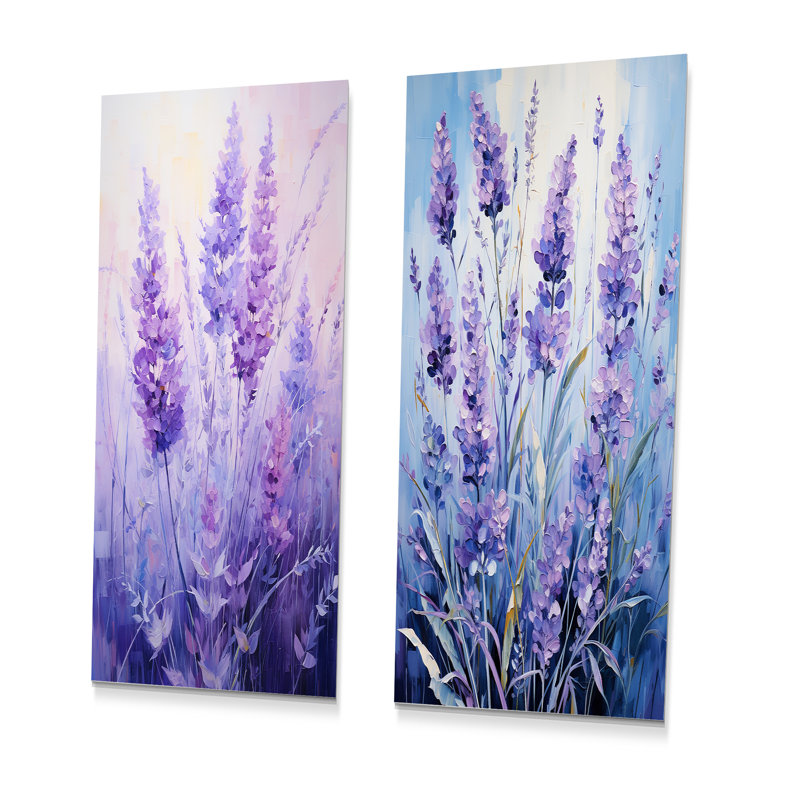 Lavande Serenity IV - ensemble de 2 décorations murales florales en métal, H 28 po x l 24 po