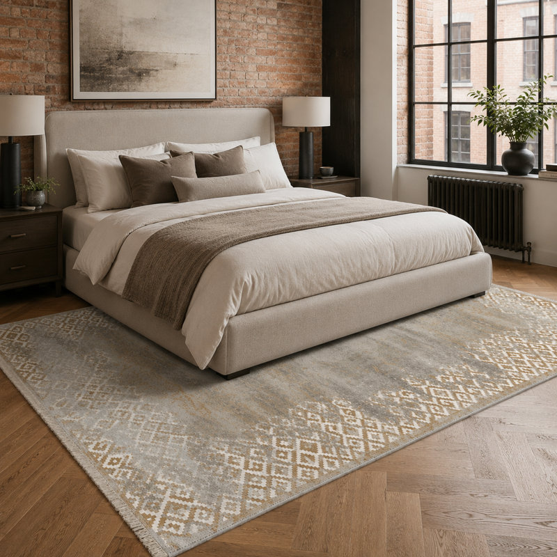 Geometric Cotton and Chenille Flatweave Area Rug, 60 x 100 cm