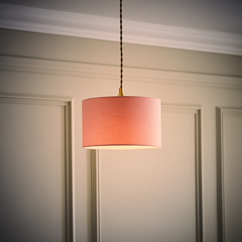Drum Cotton Pendant Shade ( Screw On ), 15cm H x 25cm W x 25cm D, Light Pink