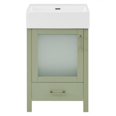 Meuble-lavabo de 20 pouces avec lavabo en céramique et beaucoup de rangement - idéal pour les petites salles de bain
