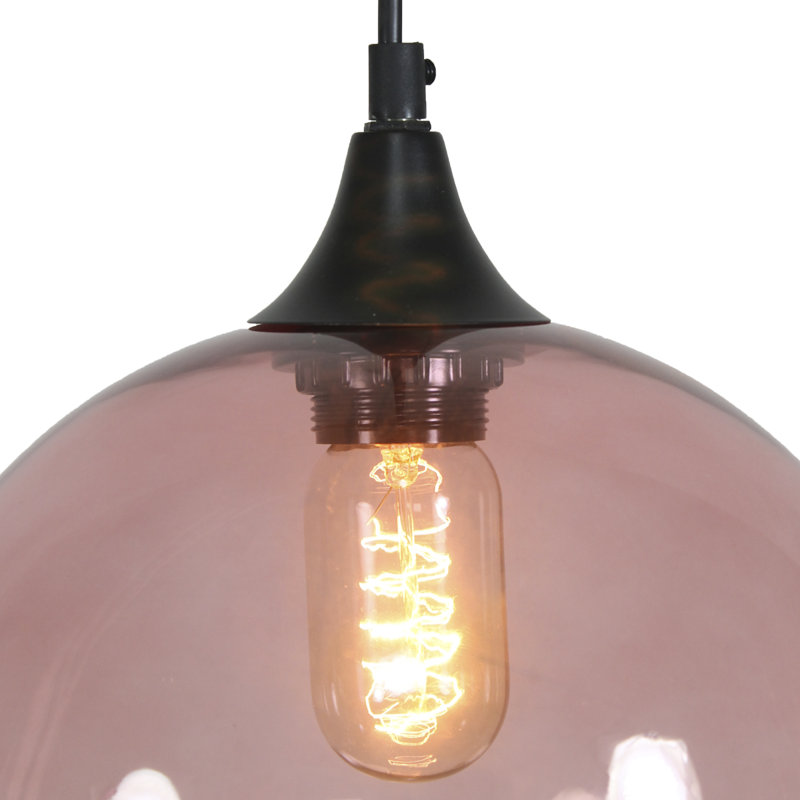 Elland 1 - Light Black Sphere Pendant, Pink