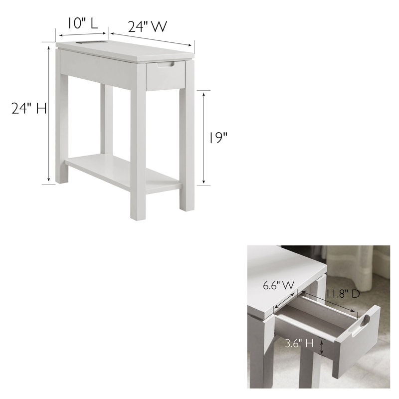 Cade Solid + Manufactured Wood Side Table, Gray