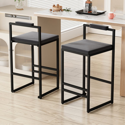 Contemporary Gray Velvet Bar Stools With Footrest And , 220 Lbs Capacity, Of 2 For Indoor Use Comfortable Seat Black Frame, - Rust Dining Rooms