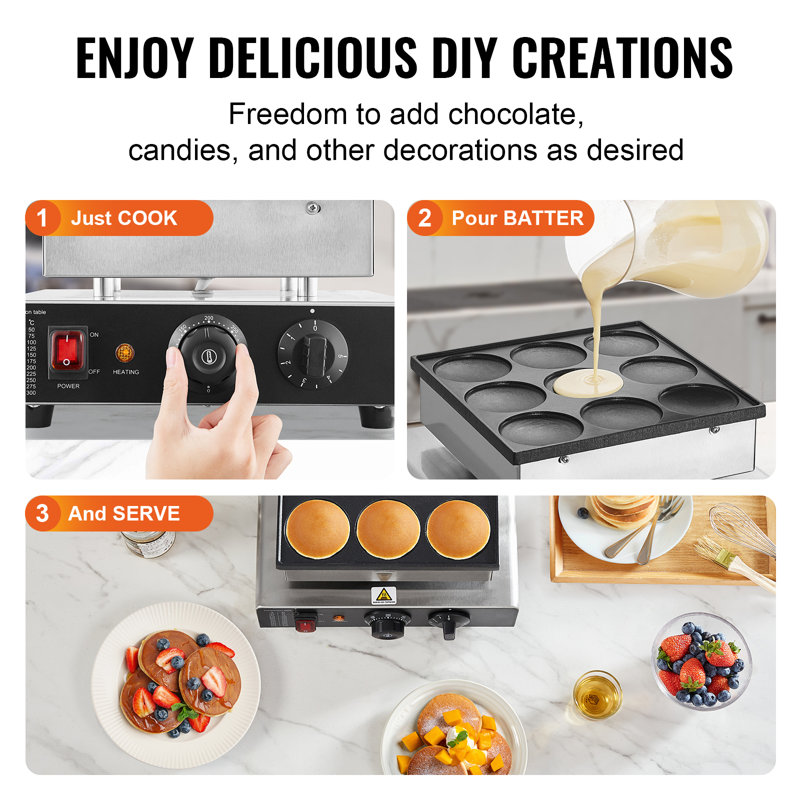 9 PCS de 76 mm avec crêperie commerciale de 78 mm et boulanger Dorayaki