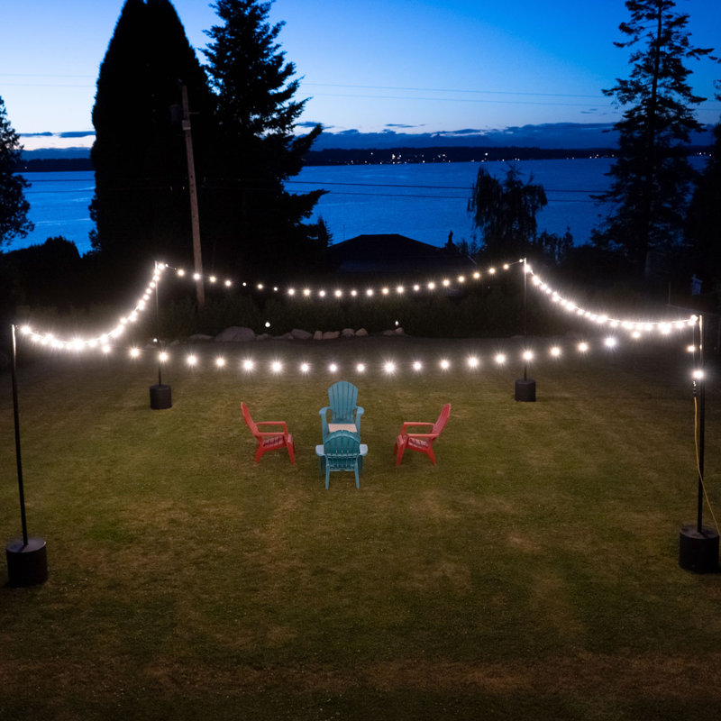 Support pour poteau léger de 9,5 pi avec base de réservoir autoportante pour gazon, patio, terrasse et événements