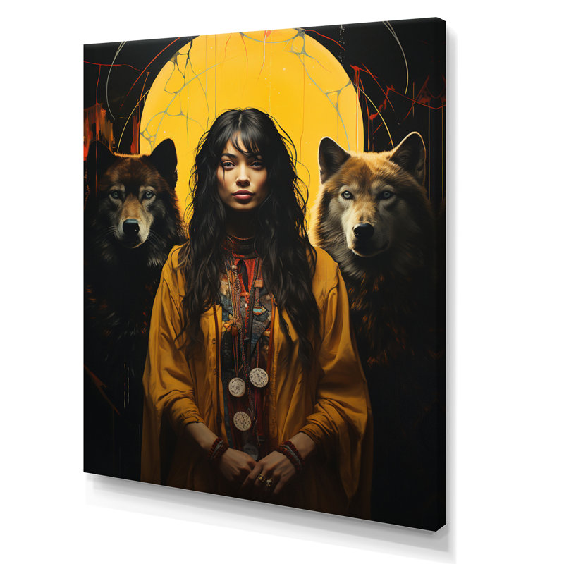 Femme qui danse avec les loups, H 32 po x l 16 po x P 1 po, Toile tendue