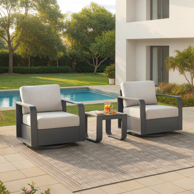 ALL-Aluminum 3-Piece Outdoor Conversation Set with Cushions