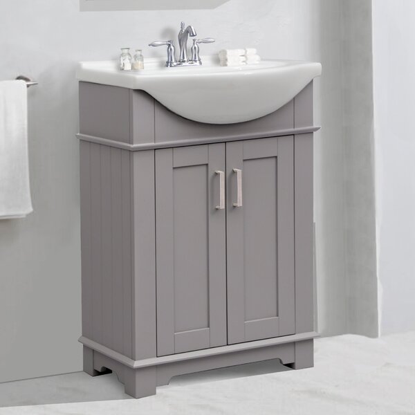 Winston Porter Adeleke 24'' Single Bathroom Vanity with Ceramic Top ...
