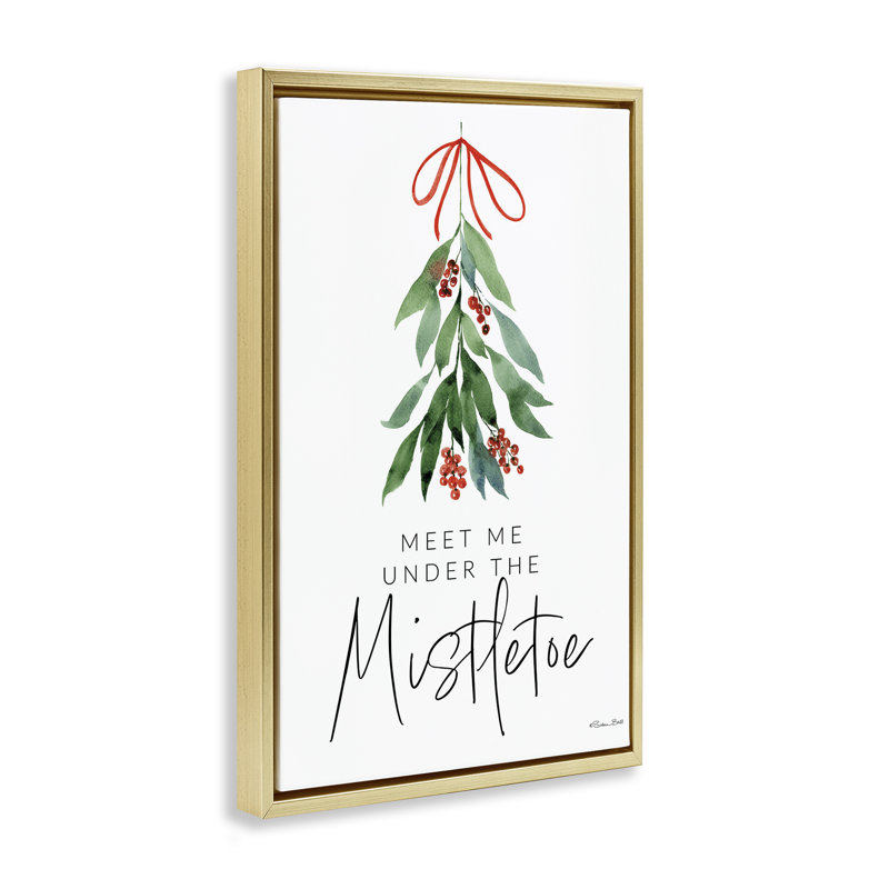 «Meet Me Under Mistletoe», toile flottante encadrée par Susan Ball, Cadre flottant métallique doré, H 25 po x l 17 po