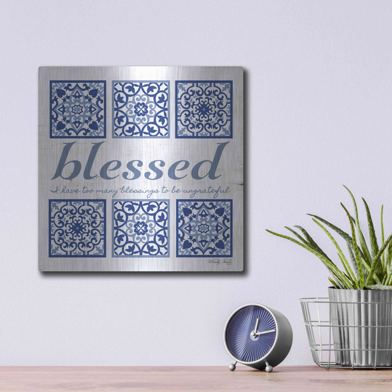 «Blessed Tile» par Cindy Jacobs, art mural en métal, H 12 po x l 12 po