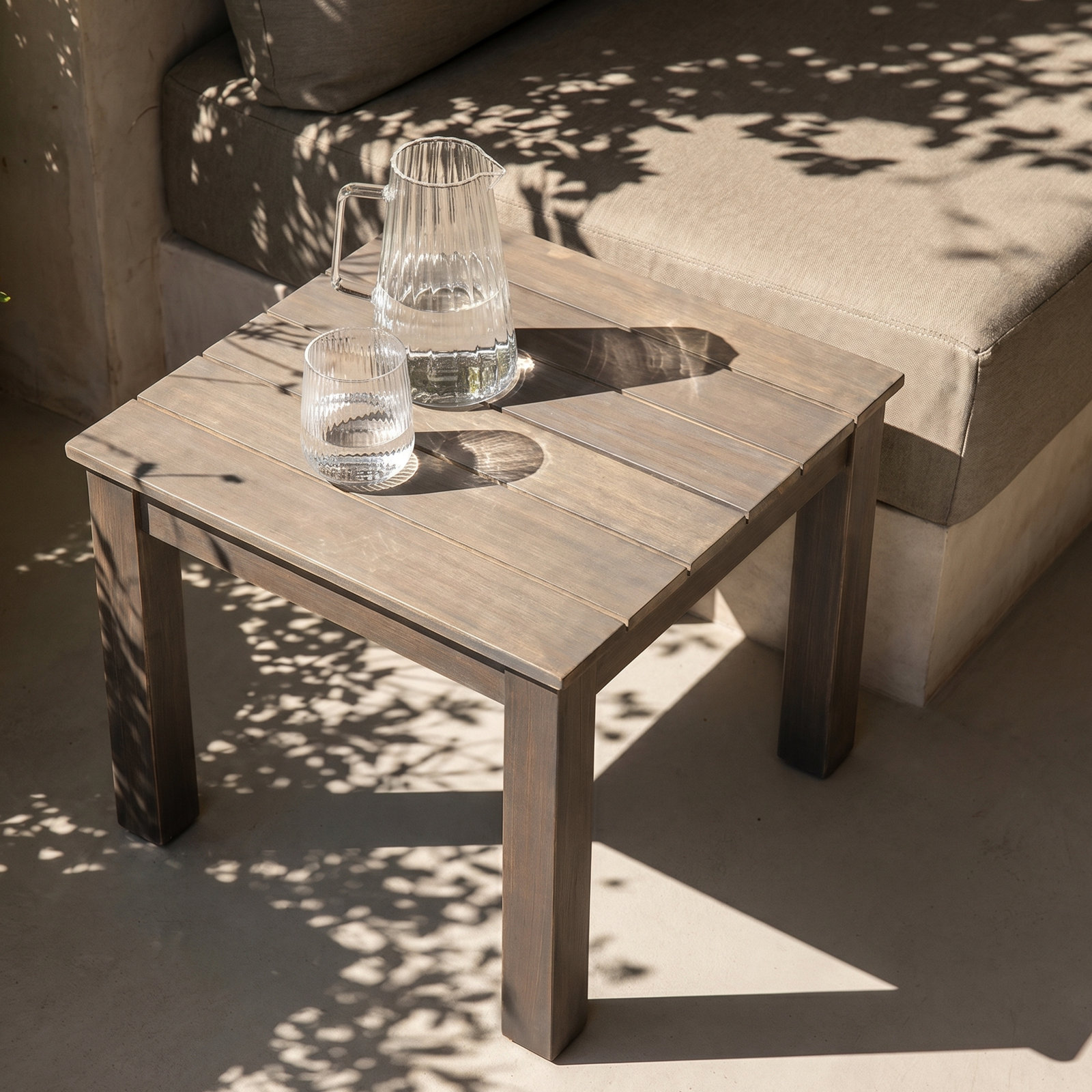Channing 20" Acacia Patio Side Table, Gray