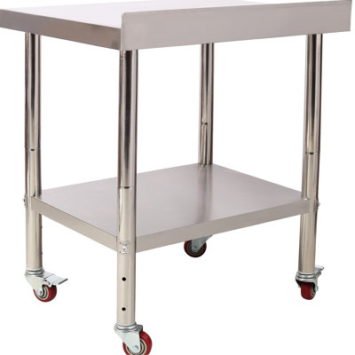 30 X 24 35-1/2 Inch Stainless Steel Heavy Duty Worktable With 440Lbs Load, Backsplash, Adjustable Shelf And 4 For Kitchen Storage Prep Table Load Capacity, Metal Worktable, Undershelf & Restaurant