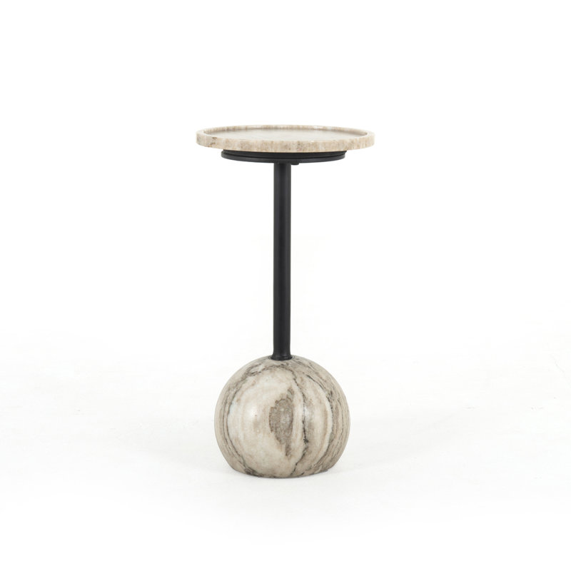 Viola Marble End Table, Antique White