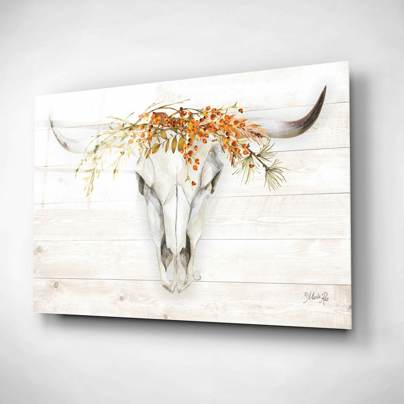 «Fall Steer Skull» par Marla Rae, H 12 po x l 16 po x P 0,13 po