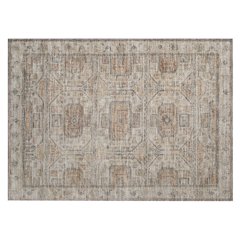 Machine Washable Indoor/Outdoor Xhevrie Beige Rug, Rectangle 1'8" x 2'6"