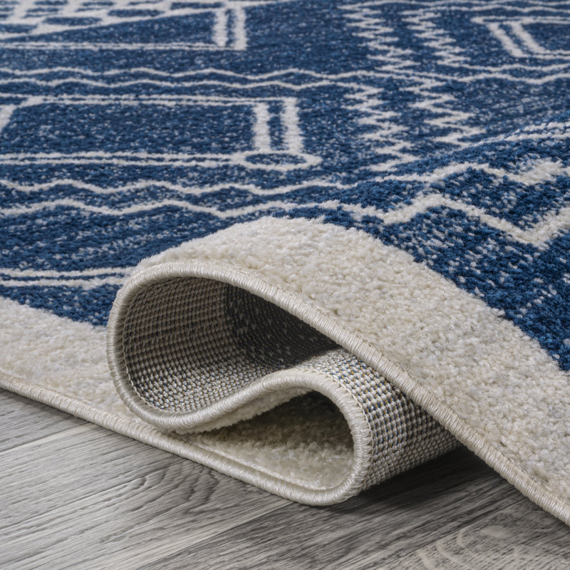 Amir Moroccan Beni Souk Navy/Ivory Rug, Runner 2'3" x 8'
