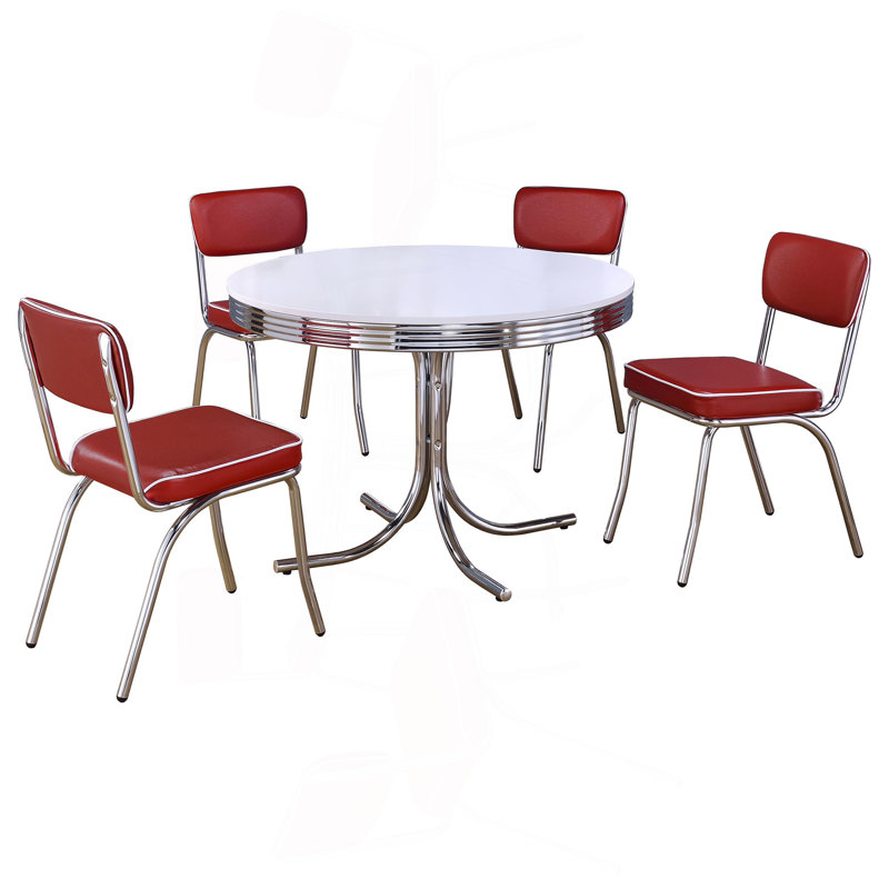 White 5-Piece Round Dining Set