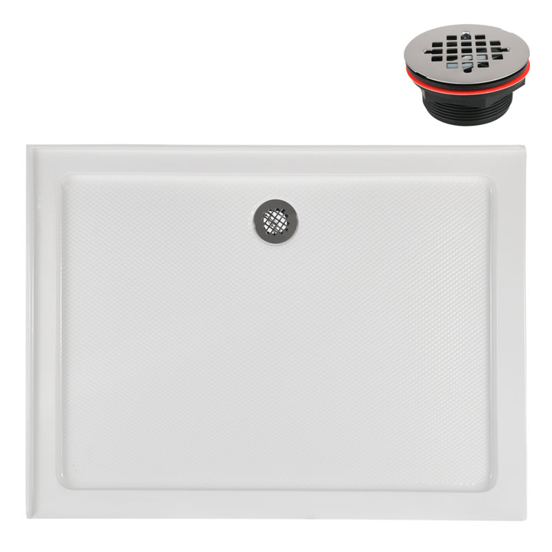 48'' White Acrylic Rectangular Corner Shower Base with Right Drain