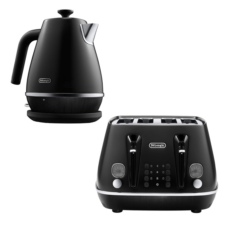 Distinta X 1.7L Kettle & 4 Slice Toaster Stainless Steel, Black