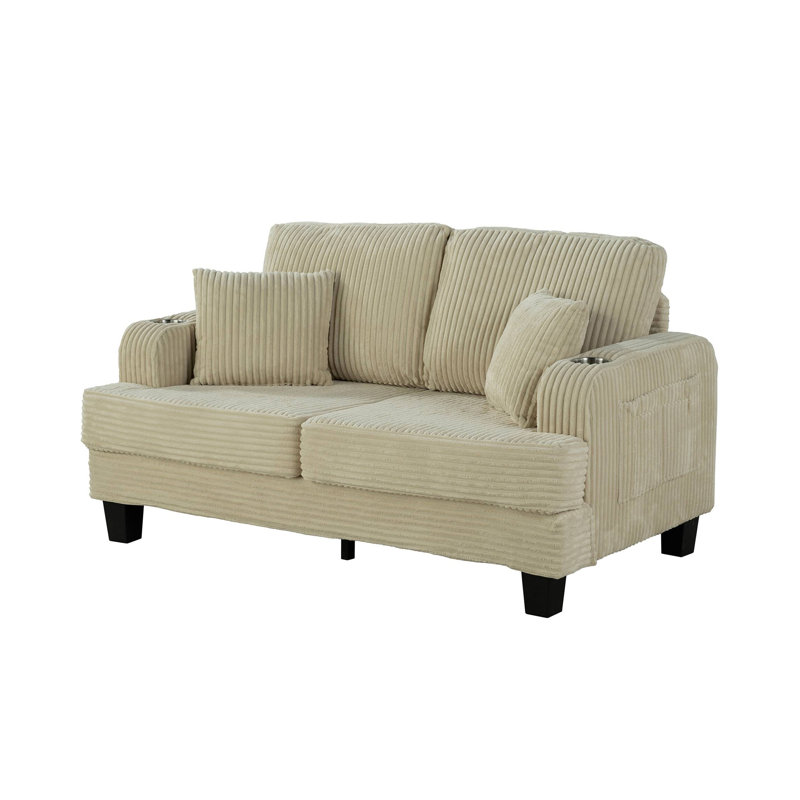 Causeuse contemporaine l 61,4 po, beige, Beige