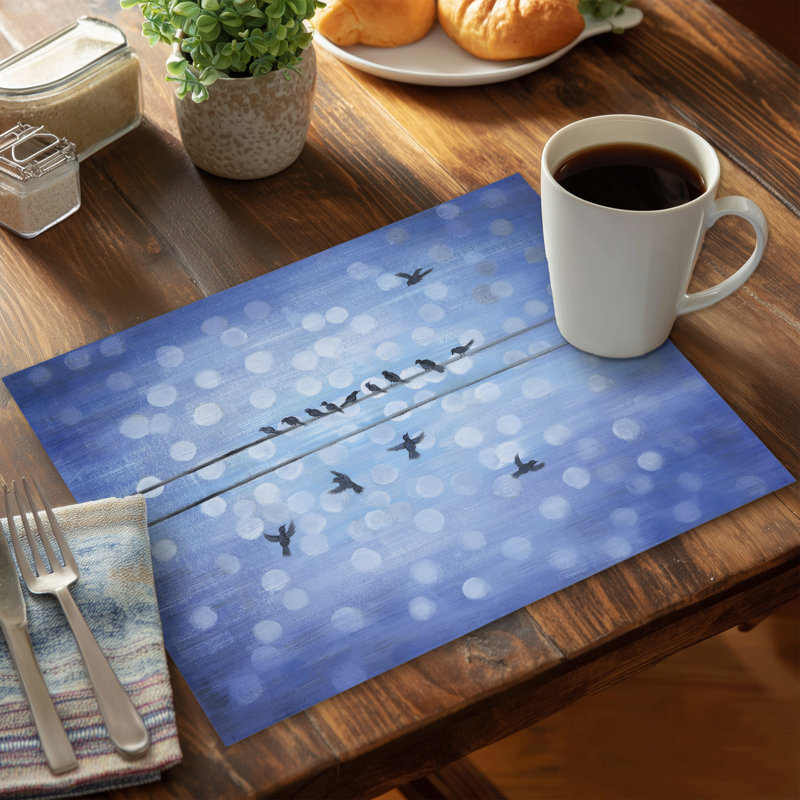 Napperon contemporain bleu "Birds on a Wire"