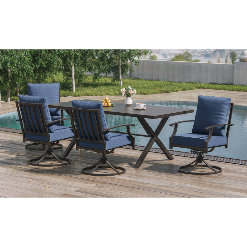 Ensemble de 4 chaises de patio pour l'extérieur, Marine
