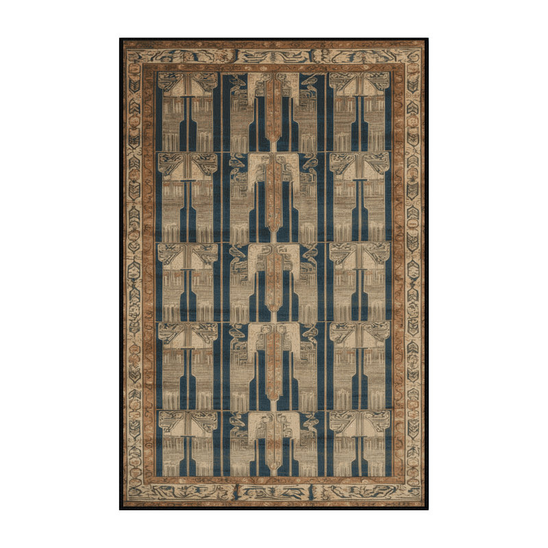 Tapis art déco brun lavable à la machine, Tapis de couloir 2 pi x 5 pi