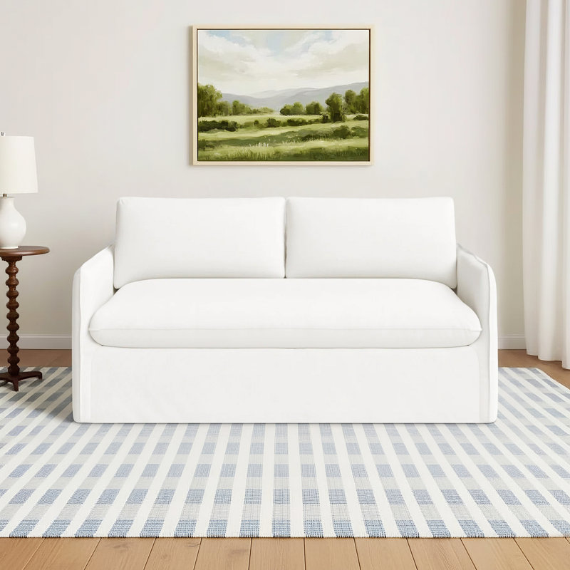 Bellatrix 72'' Slipcovered Loveseat, Bayou Off White Canvas