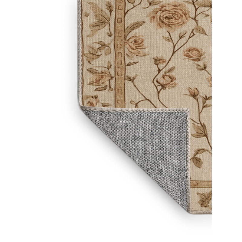  Tapis lavable champêtre rose, Carré 3 pi