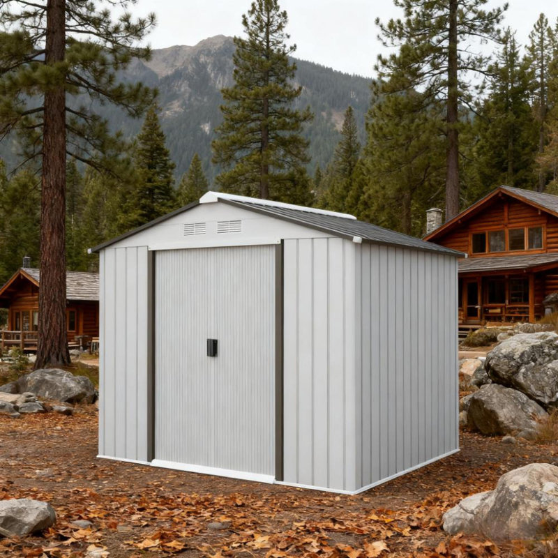 Remises de jardin spacieuses en acier, design moderne blanc pour le rangement à la maison