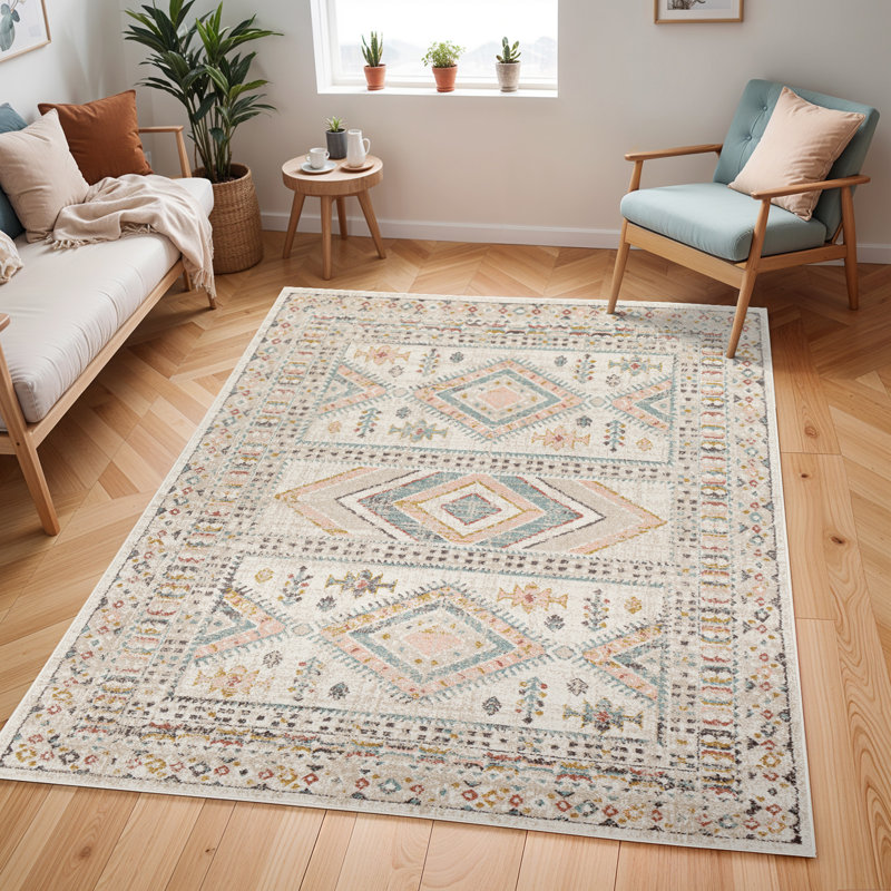 Eldon Pale Pink/Teal Rug, Rectangle 240 x 310cm