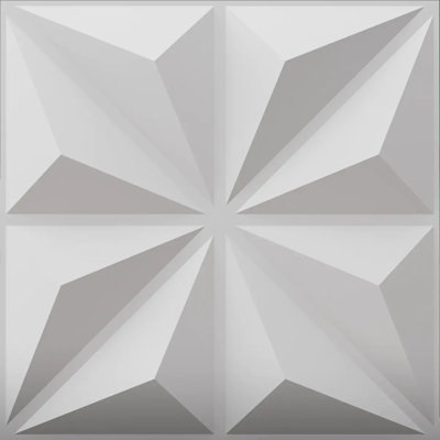 19.7" x 19.7" Premium Quality 3D Wall Panel, White Triangle PVC 3D Wall Panels for Home (Set of 12)