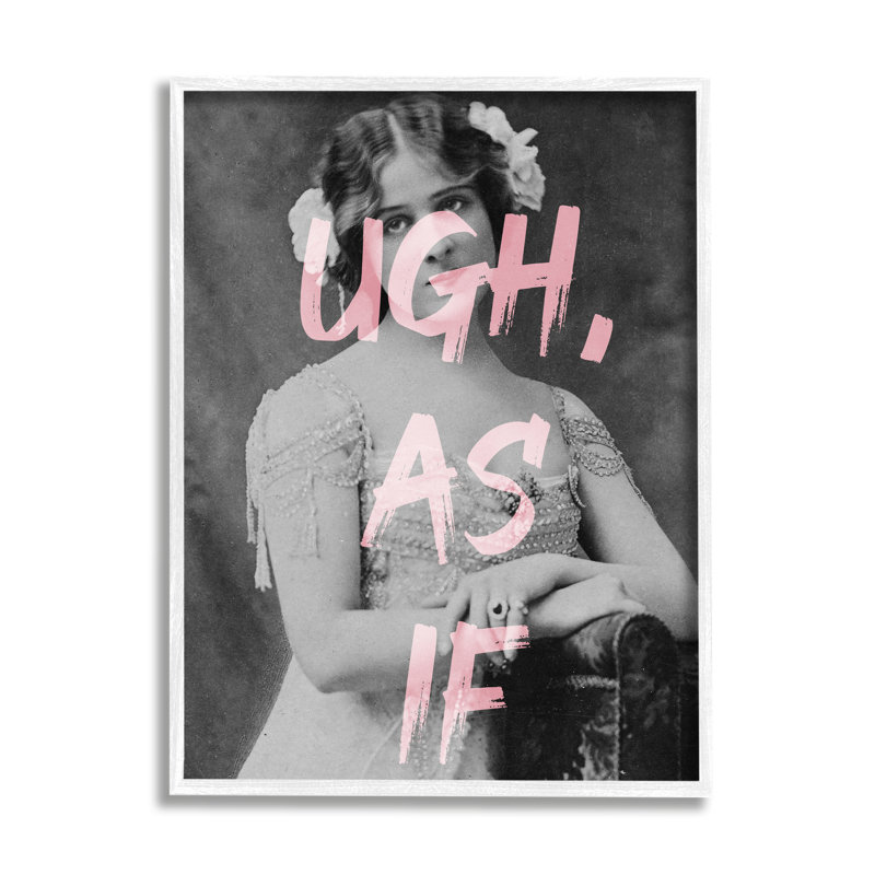 " Ugh As If Vintage Woman Photo Chic Pink " by Daphne Polselli, 14" H x 11" W  x 1.5" D, Coastal White Framed Giclee