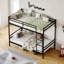 Lit superposé avec échelle et lit superposé en métal à garde-corps haut, espace de rangement, silencieux, taille simple sur simple, noir
