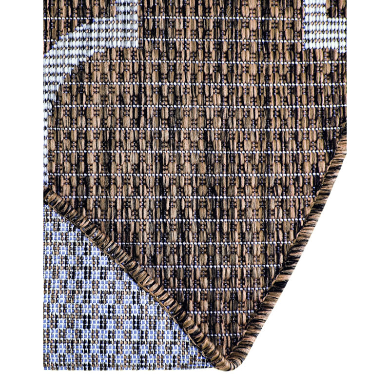 Hampstead Geometric Brown Indoor/Outdoor Area Rug, Round 13'