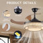 Ventilateur de plafond à DEL rétractable 48 po avec télécommande, à intensité variable, 3 températures de couleur