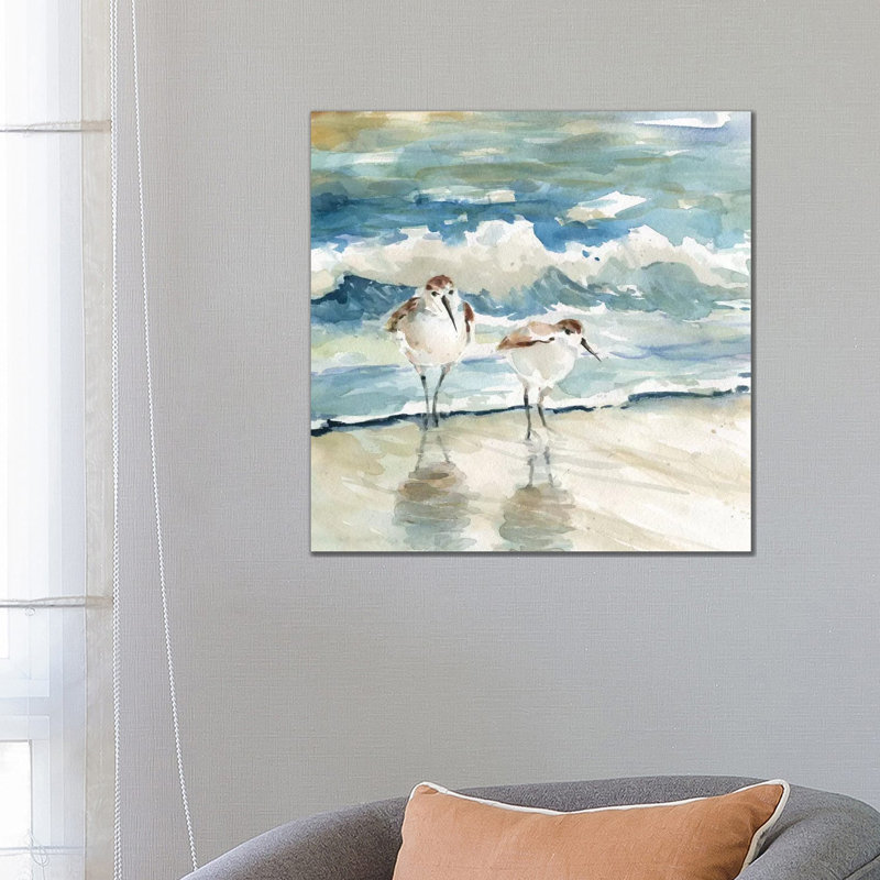 " Beach Birds " by Carol Robinson, 26" H x 26" W, No Frame, Wrapped Canvas