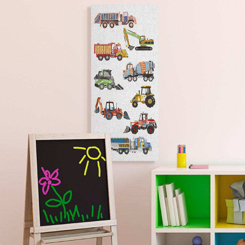 «Vibrant Camions of Construction Playful» par Ziwei Li - impression sur toile, H 40 po x l 17 po, Toile tendue