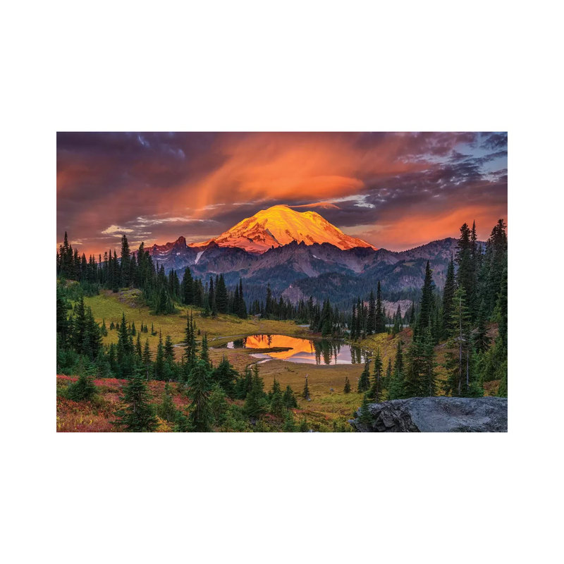 Usa, Washington State, Mt. Rainier National Park At Sunrise. 1 Piece Wrapped Canvas Painting