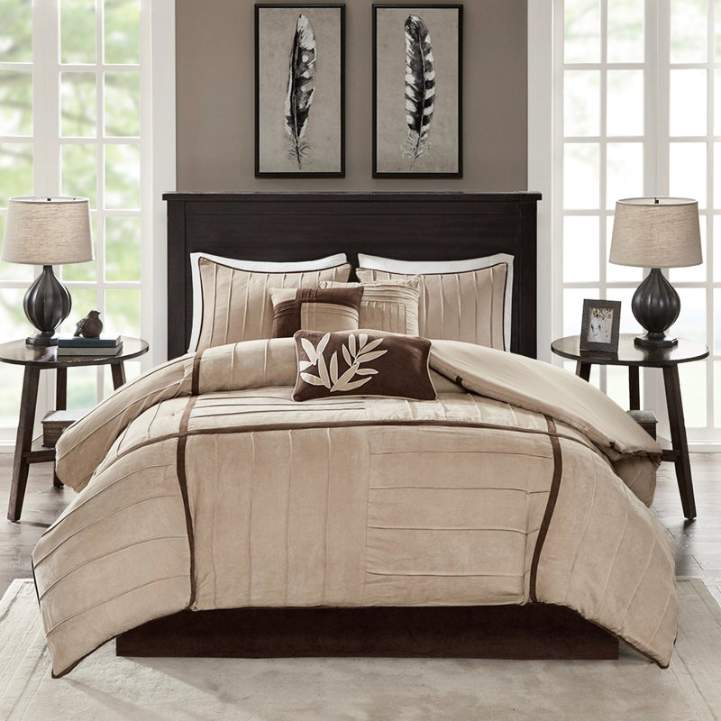 Édredon en faux suède 7 pièces beige - Coussin royal et coussins enchanteurs, Beige