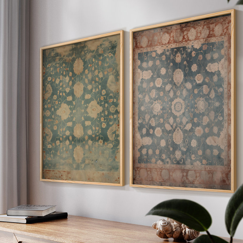 «Vintage Abstract I», impression par estampe numérique - ensemble de 2, Naturel, H 23 po x l 58 po