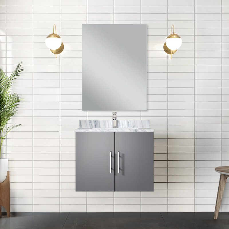 Meuble-lavabo compact avec comptoir Carrara, Gris foncé, Marbre