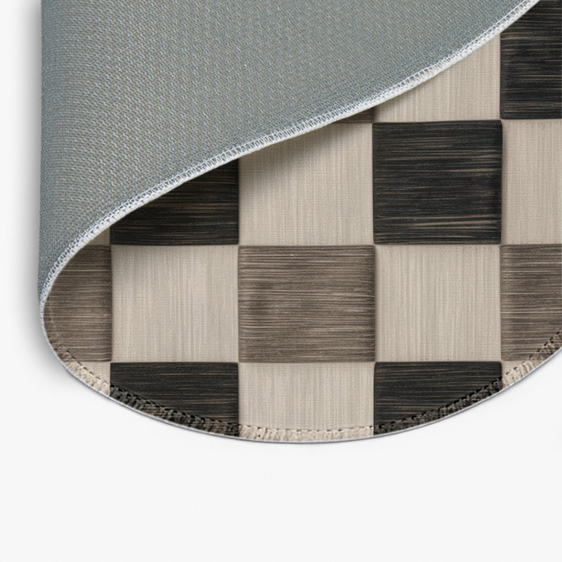Tapis d'intérieur et d'extérieur à carreaux beige, Rond 5 pi
