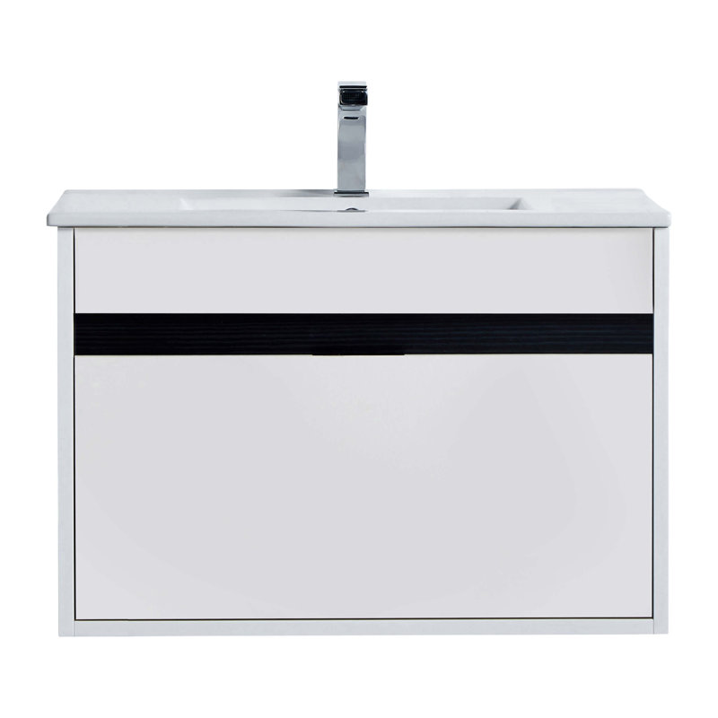 Kynlyn 30'' Single Bathroom Vanity with Ceramic Top, White Matte
