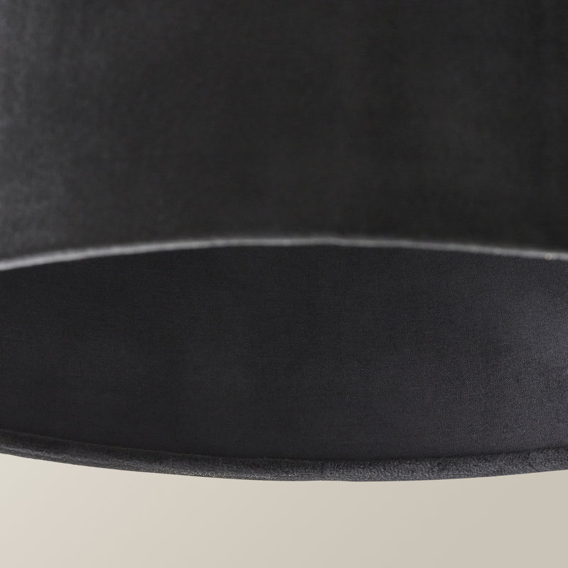20cm H Velvet Drum Pendant Shade ( Screw On ), Black, 20 cm H x 35 cm W x 35 cm D
